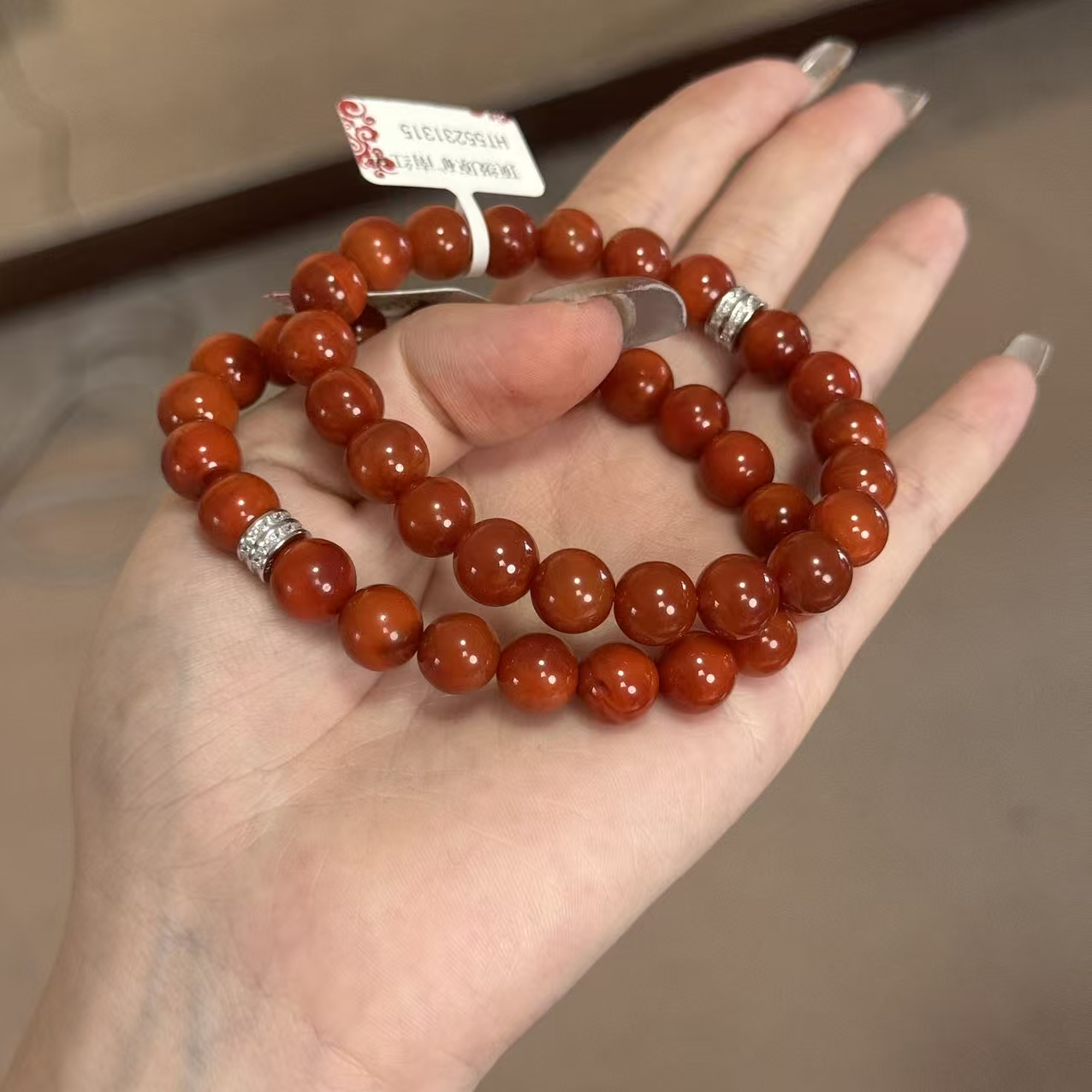 天然 原矿南红手串9mm-HT55231（多样性发货）