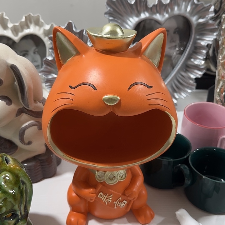 树脂橙色大嘴猫26公分