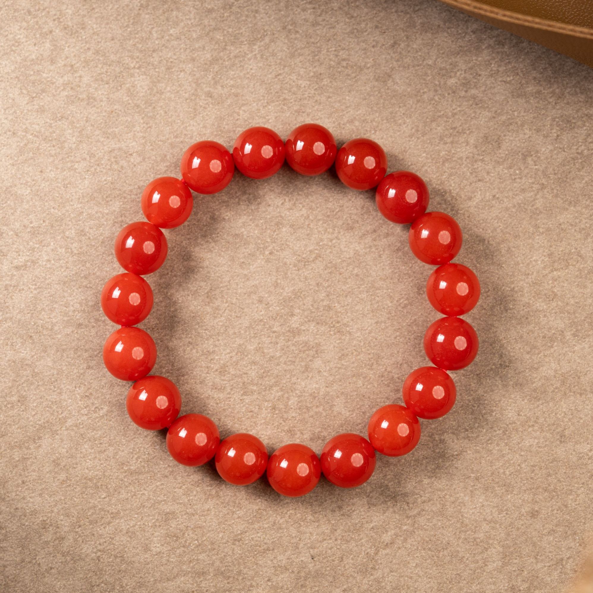 柿子红，10MM联合县（料），南红圆珠单圈手串