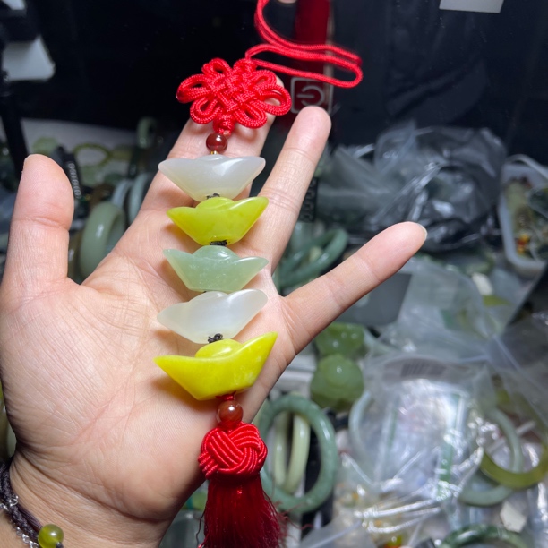 天然玉石元宝车挂福禄寿喜财五路财源滚滚来搬新家门上贴多样性发