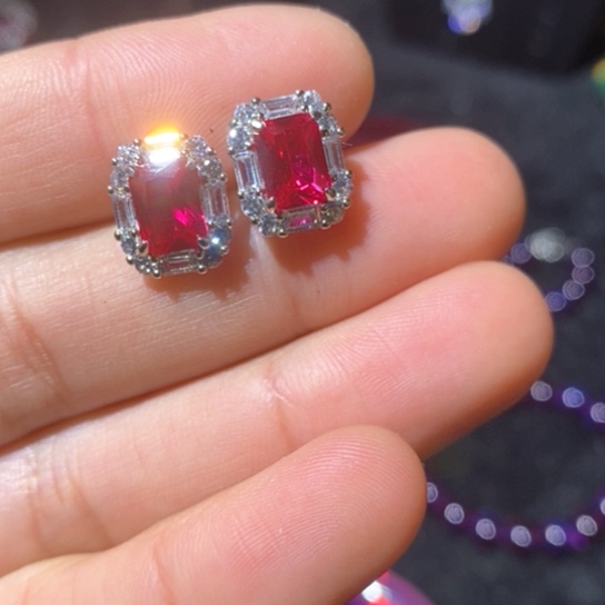 红宝石戒指银S925镶嵌