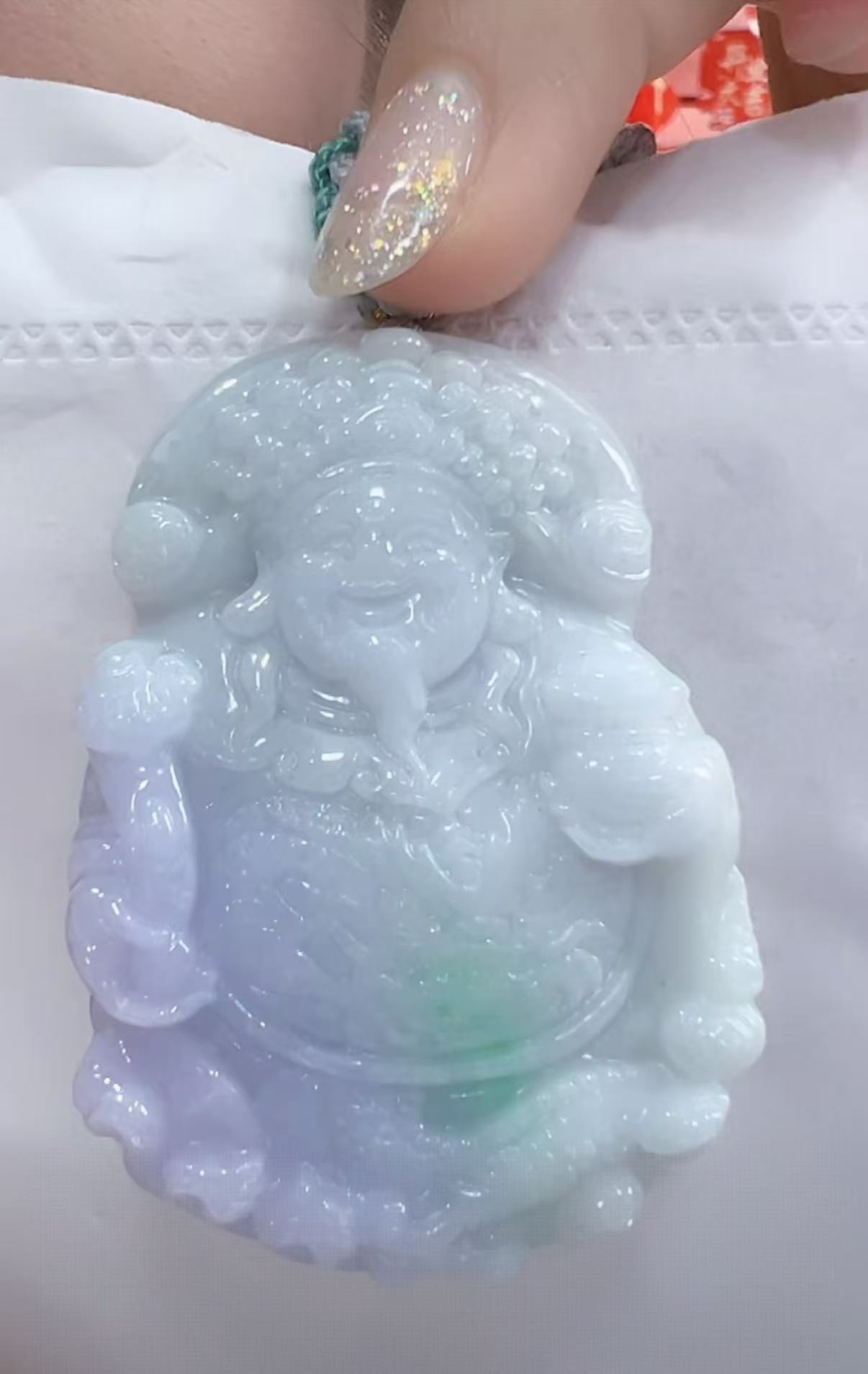 天然翡翠A货财神（多样性发货发一个）宽38-40高52-55厚11-13送绳