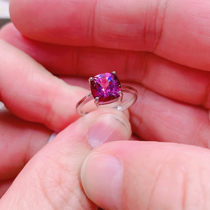 石榴石戒指银S925镶嵌