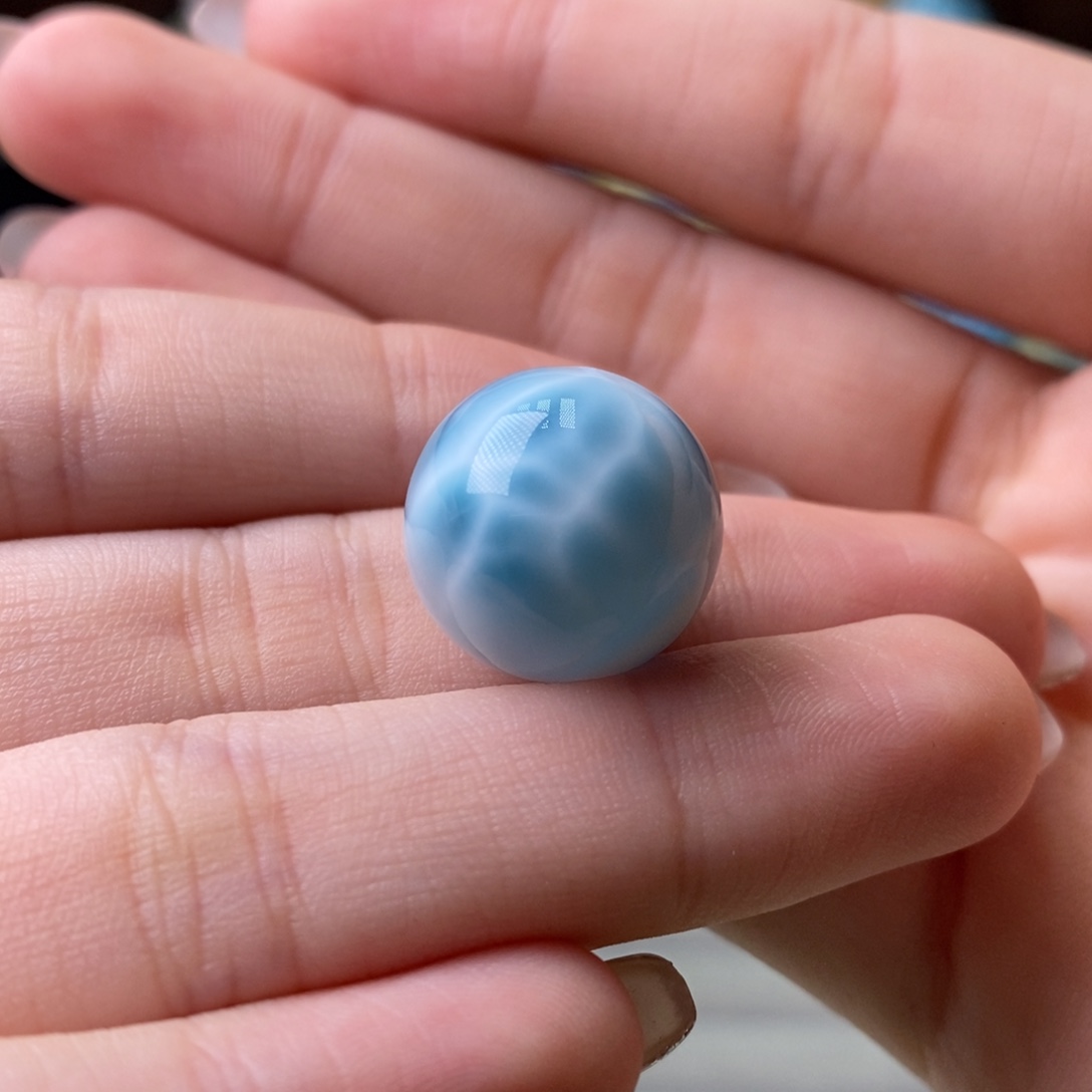针钠钙石（海纹石）未镶嵌颈饰无孔 满纹单珠16mm