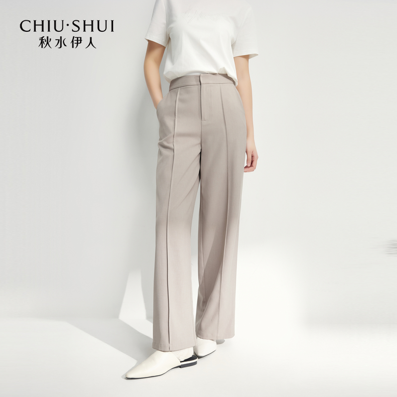 秋水伊人H型阔腿裤型休闲裤2025春新款女休闲裤子625101D080254