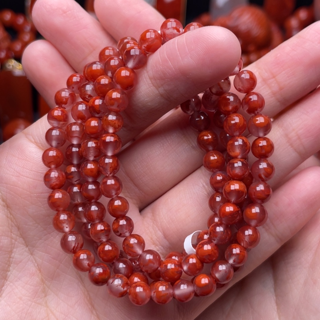 南红玛瑙未镶嵌珠宝奇石多圈6mm