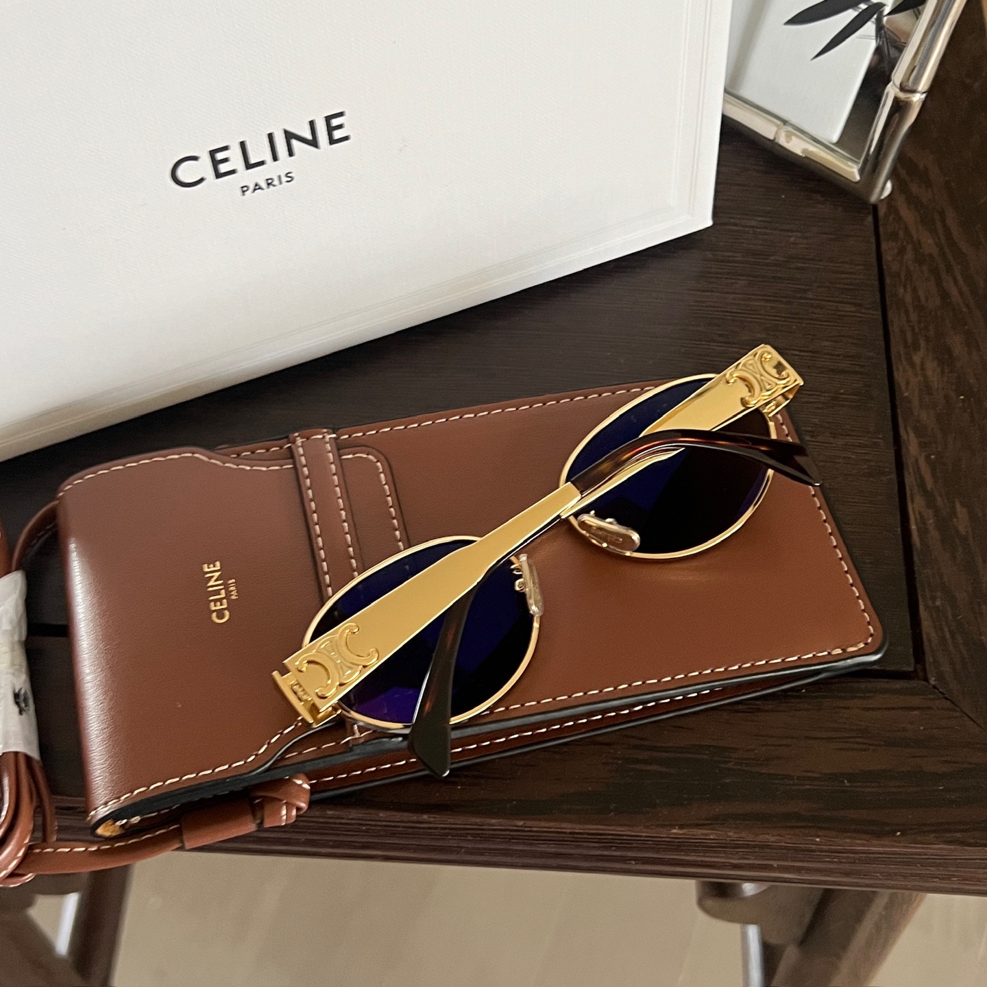 95新 Celine/思琳 千禧一代- 金色凯旋门logo墨镜-14980804