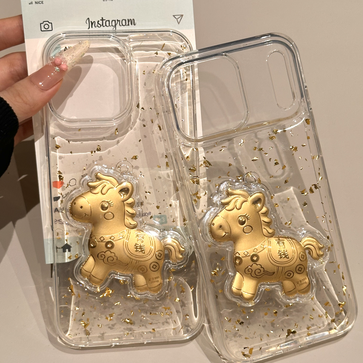 创意ins滴胶金箔马上有钱金片适用苹果17promax手机壳15iphone16