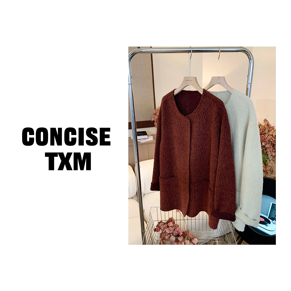 【唐小木】中长苏力大衣 时尚百搭圆领休闲简约羊毛大衣 DY1086