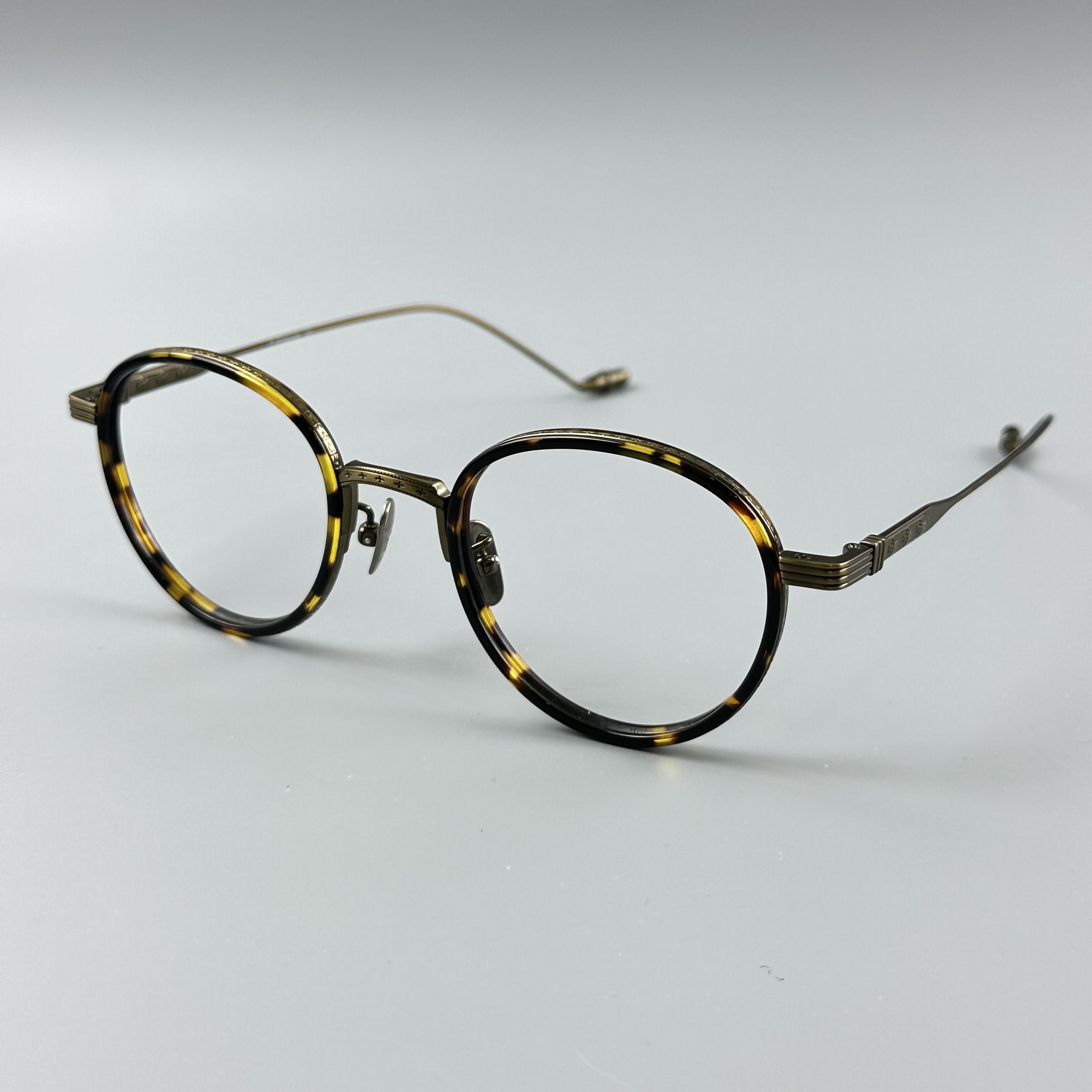 金色克罗设计师款网红复古圆框板钛结合超轻手工眼镜时尚圆形椭圆