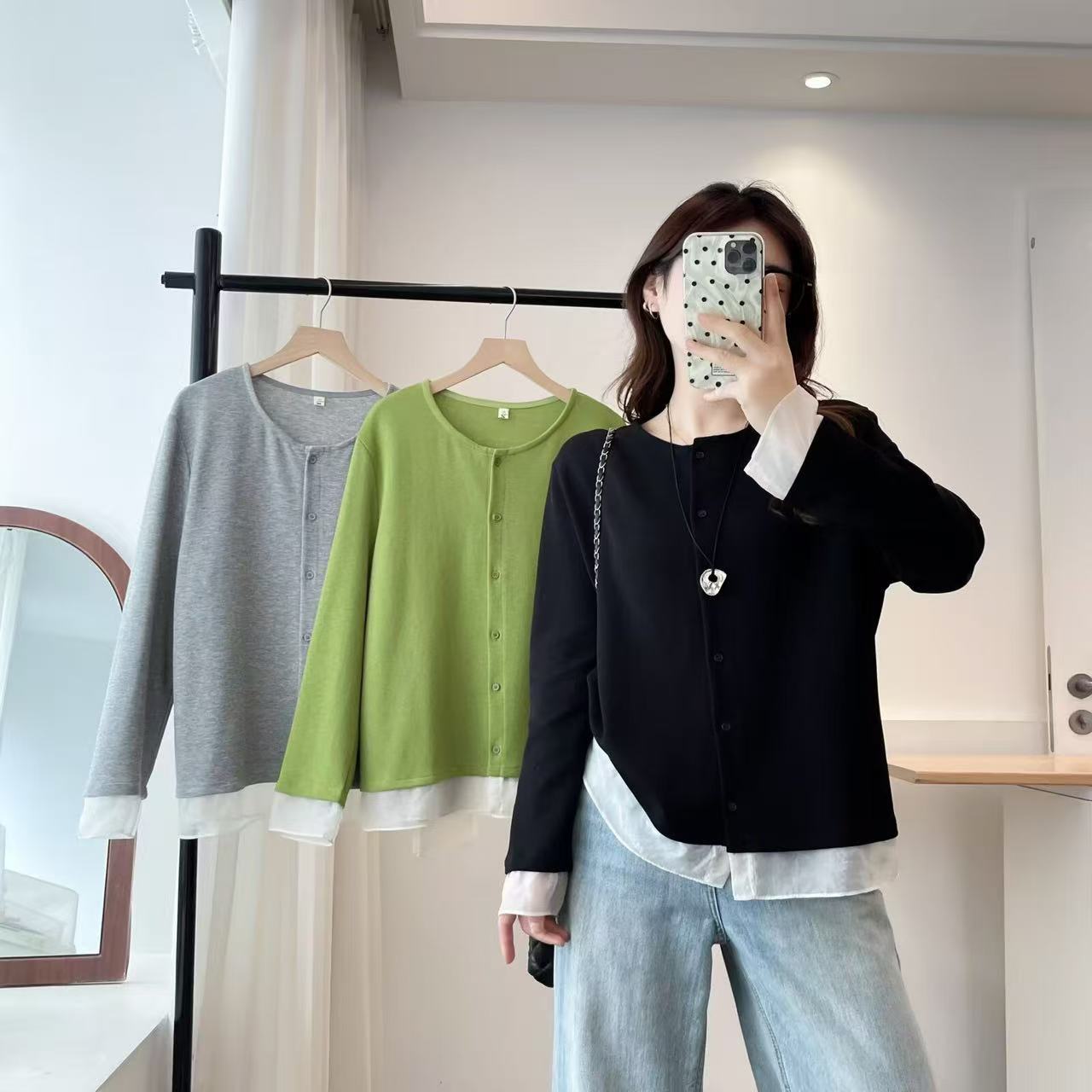 灰色开衫女款2025秋季外搭吊带裙披肩外披冰丝衫百搭外套103