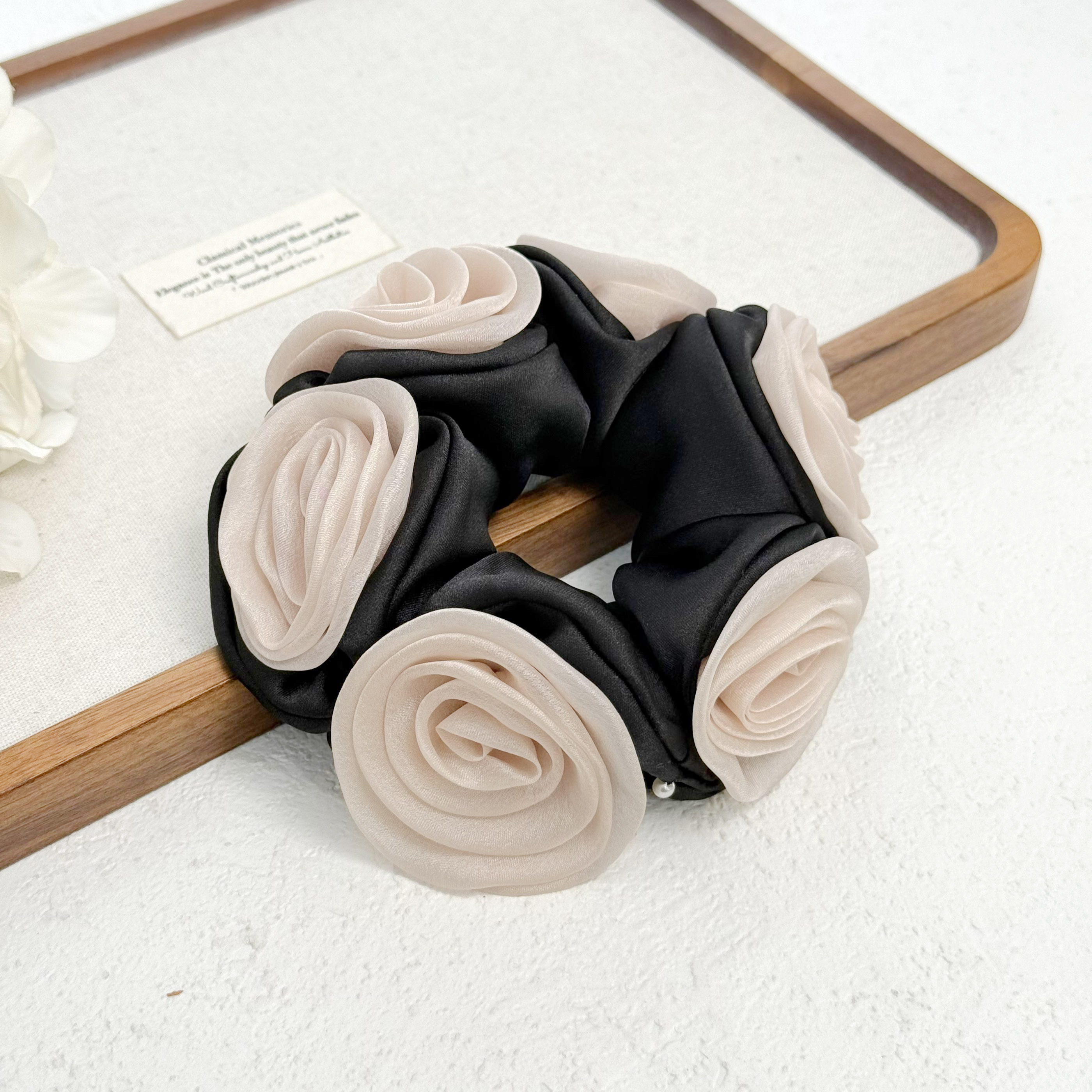 F-1095法式复古立体玫瑰花大肠发圈