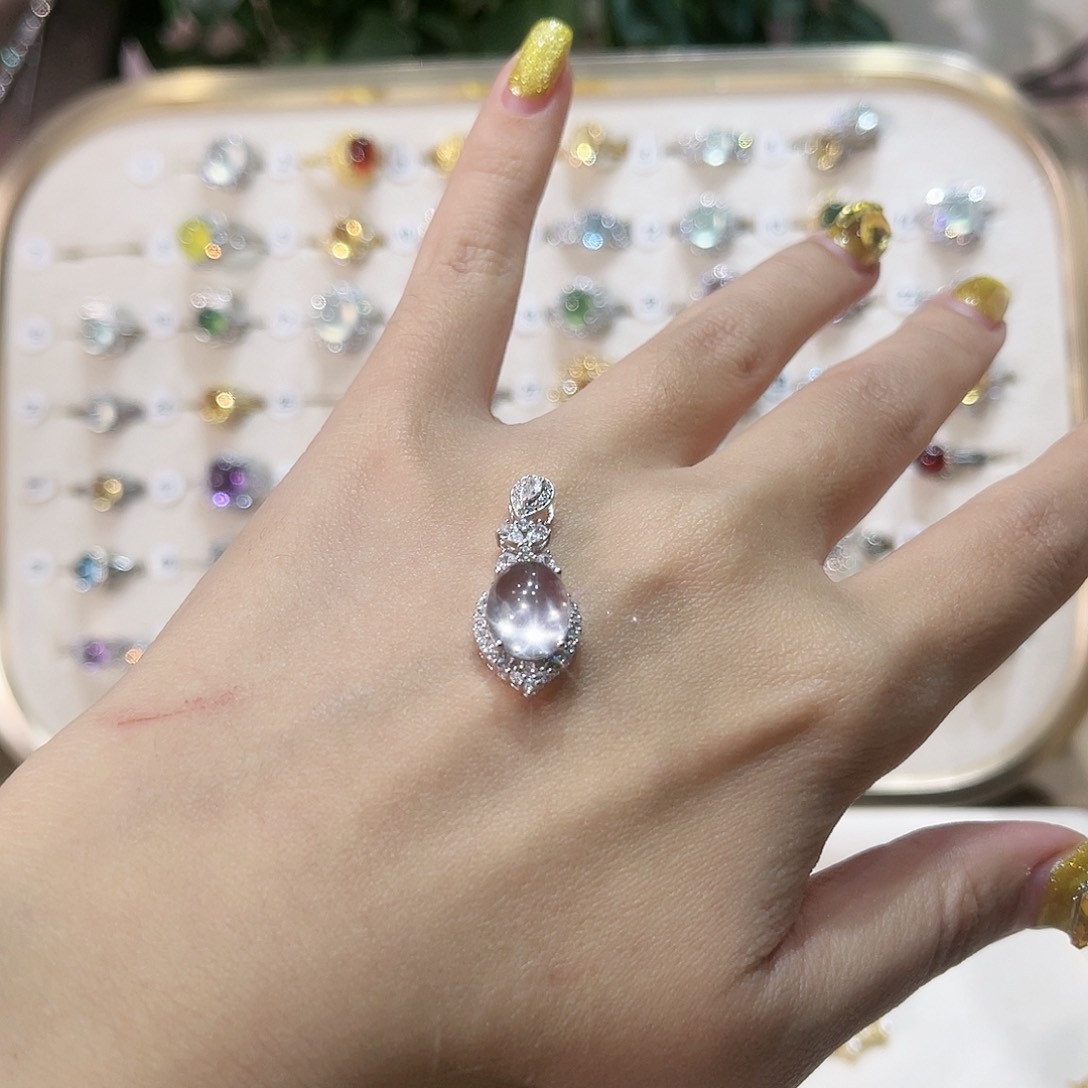 蛇纹石玉戒指银S925镶嵌