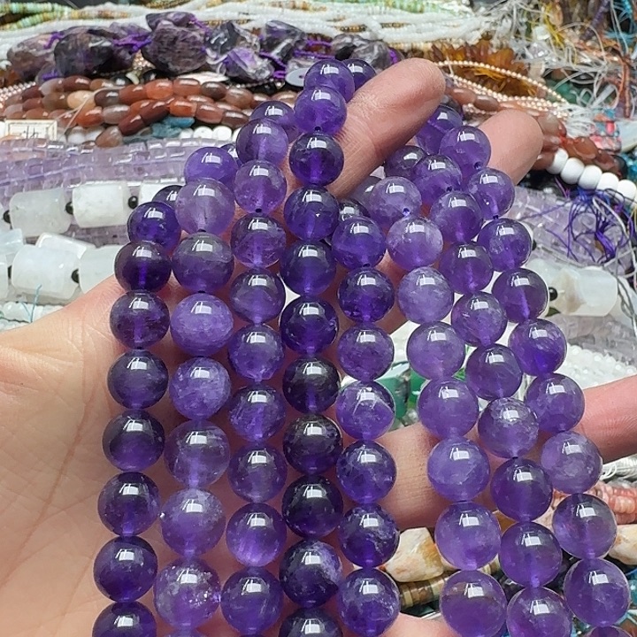 玛瑙/玉髓未镶嵌珠宝半成品一条10mm加紫水晶