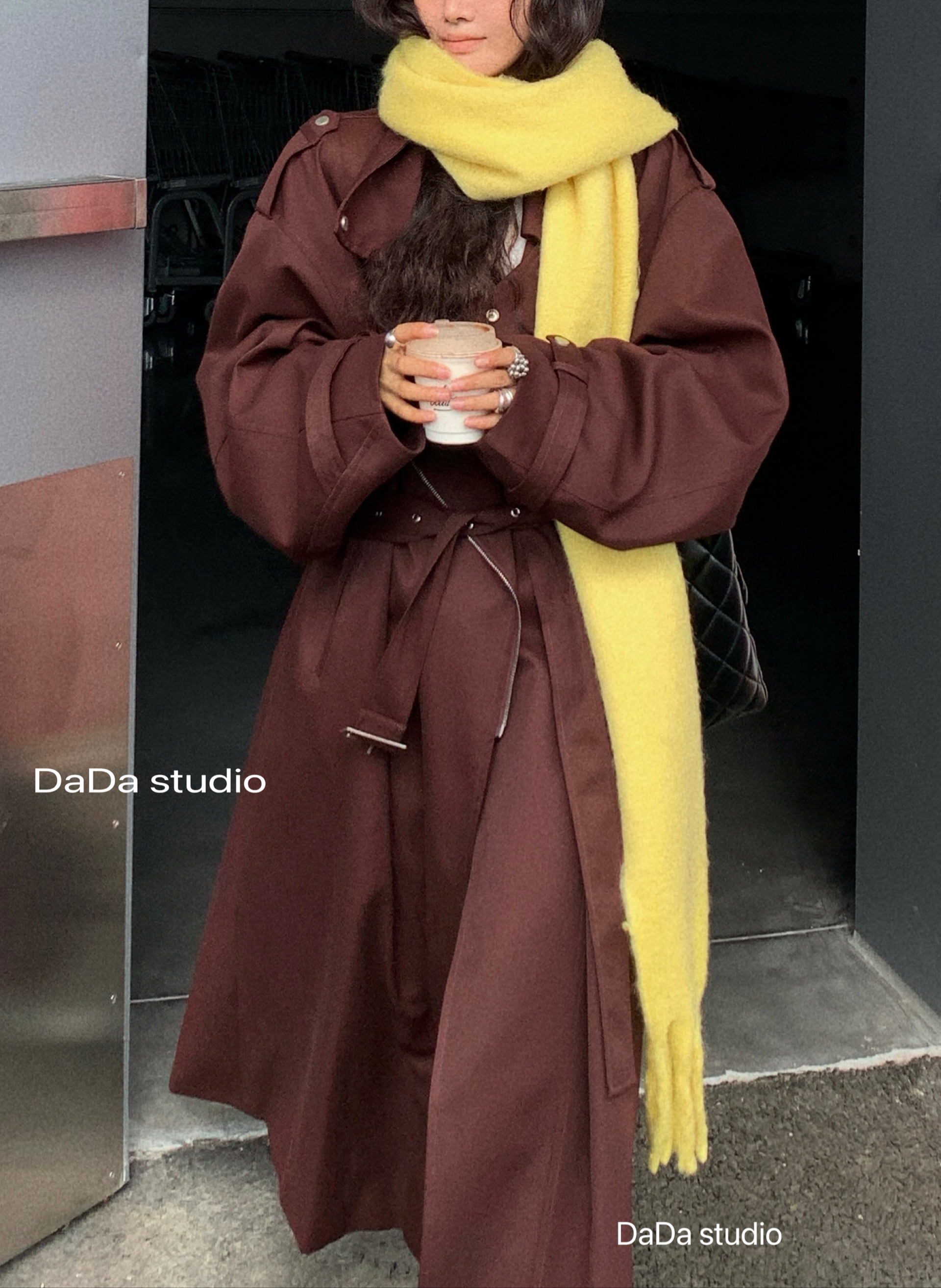 No退No换DaDa韩系风格中长款慵懒风衣外套9179