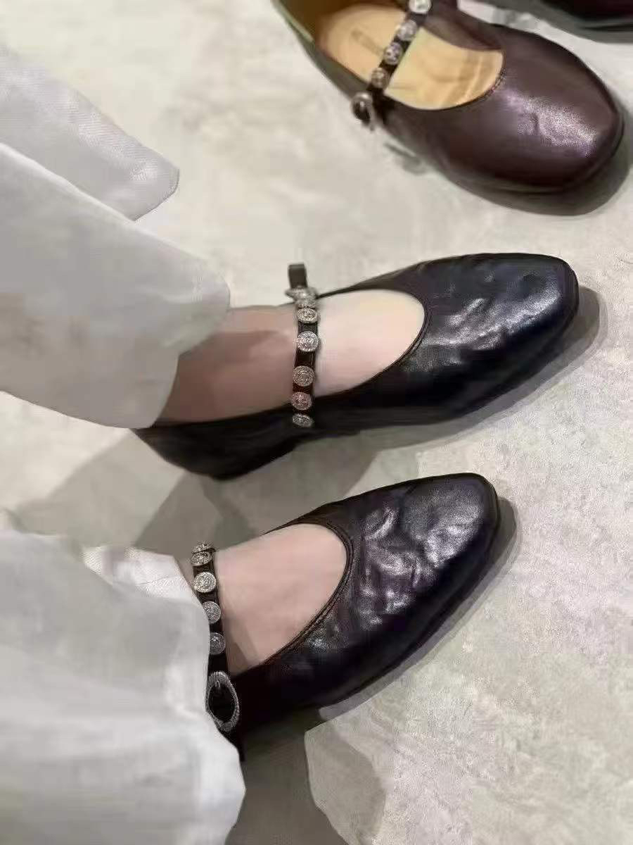 复古软底玛丽珍鞋女2025秋季新款真皮平底单鞋不累脚通勤鞋