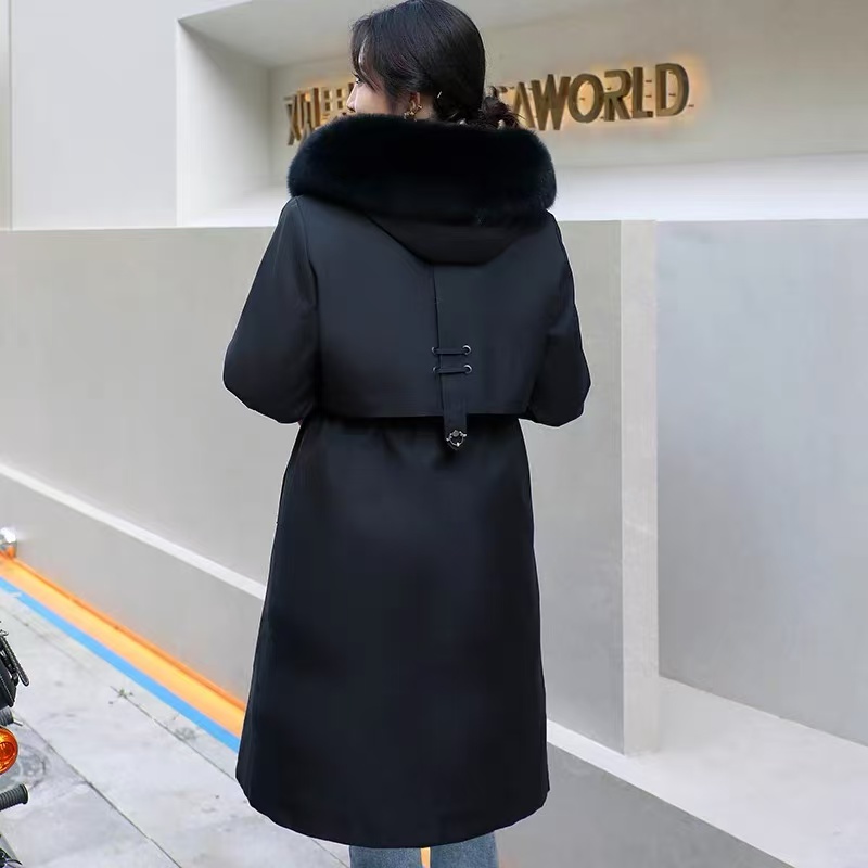 加肥加大码专用链接一米飘带羽绒兔毛皮毛一体内胆皮草派克服