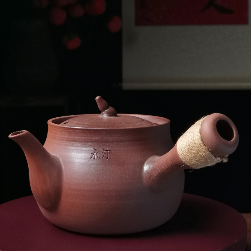 潮州水汀侧把葫芦壶 大口煮茶壶 粗陶老岩泥烧水壶 跳盖卡盖陶壶