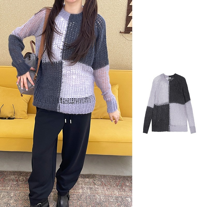 未使用 Acne studio ACNE STUDIOS 拼色马海毛毛衣A60543-BAS