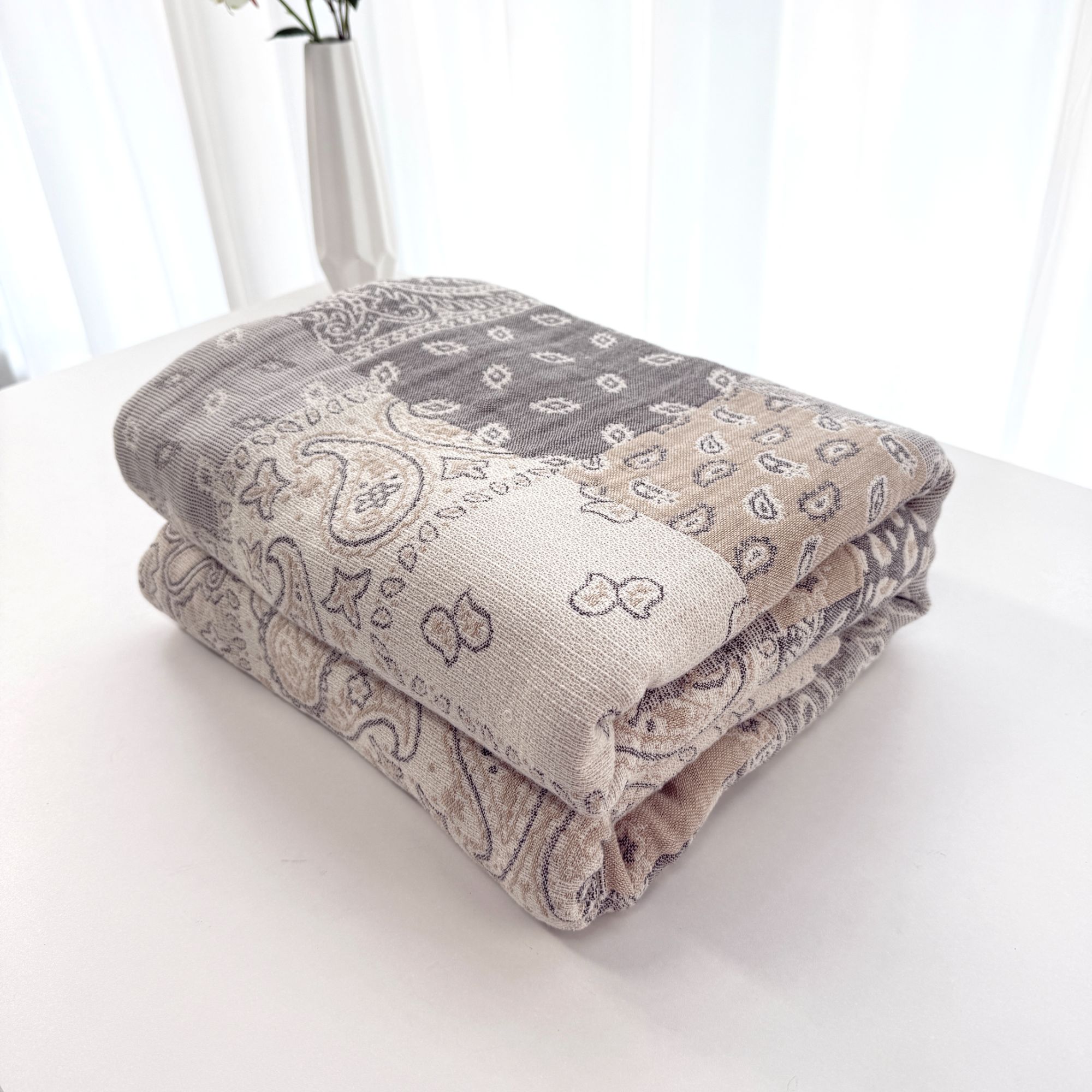 【青莎】床盖-巴图-咖-200*230 多层纱布工艺床盖