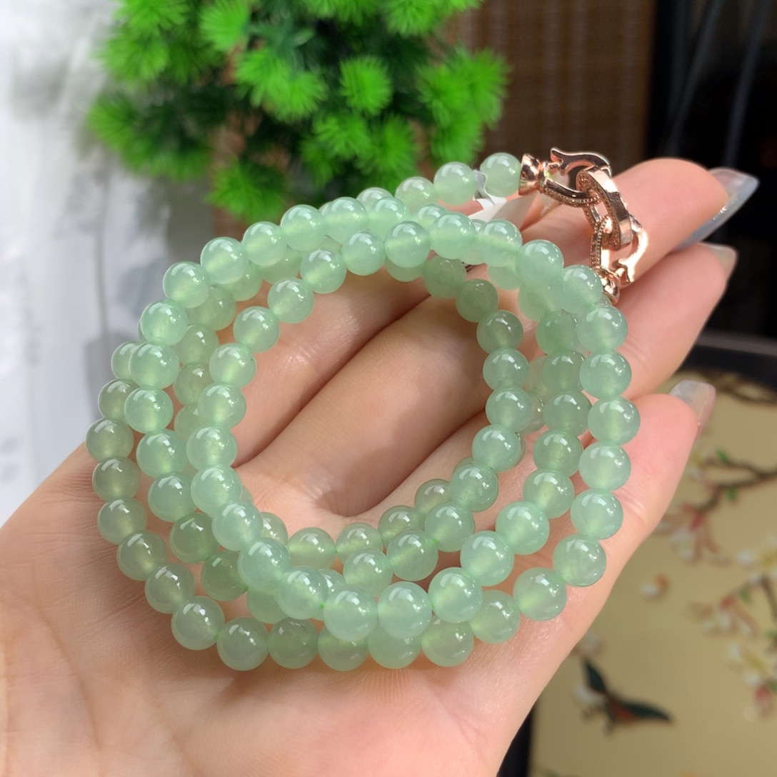 翡翠手链未镶嵌冰葡萄肉色项链卡6m m