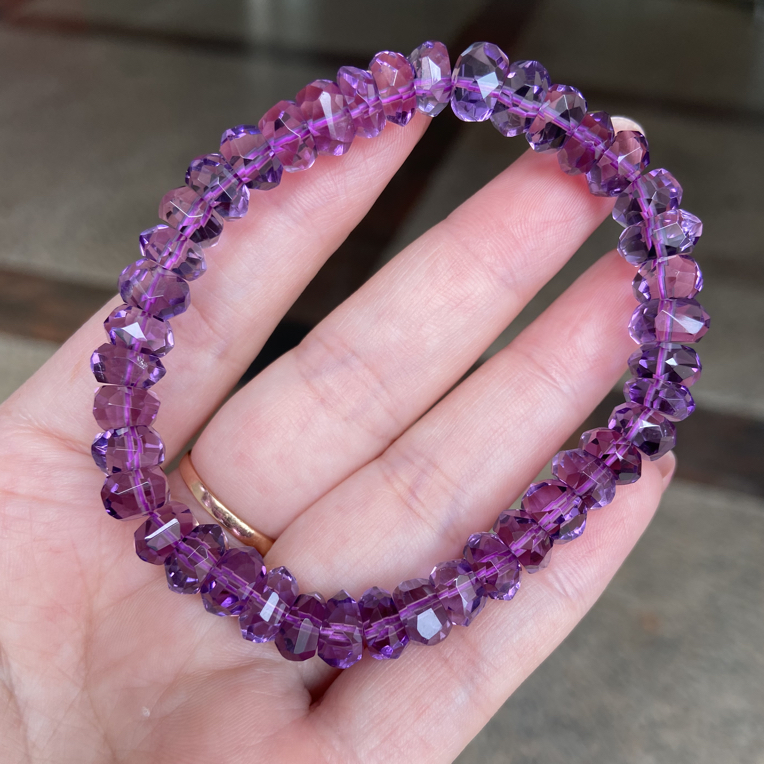 天然净体紫水晶烟花切割单圈手链手串约8m多样性发一