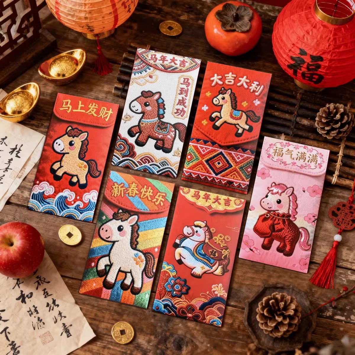 一马平川创意马年仿5D打印仿真刺绣春节红包高颜值红包个性创意