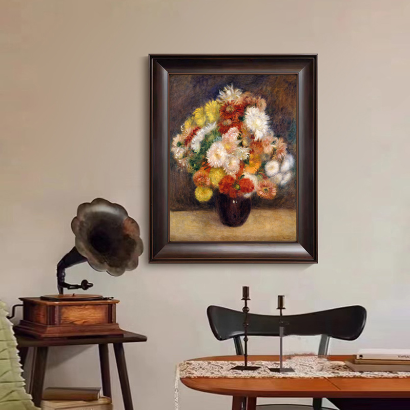 u作临摹【雷诺阿花卉油画】中古风装饰画手绘挂画法式美式欧式古典