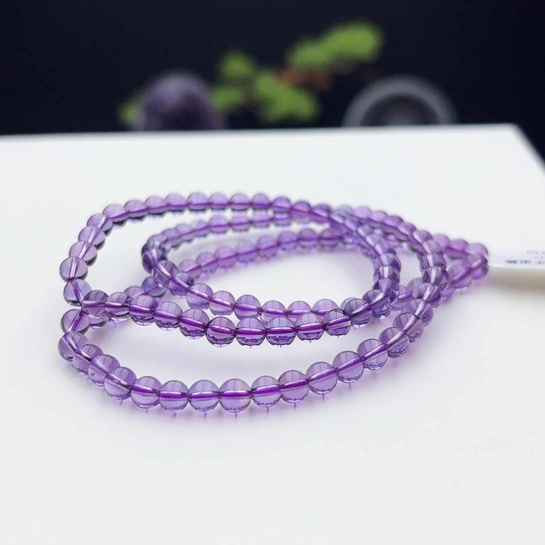 水晶手链未镶嵌小**！紫水晶5mm21.58