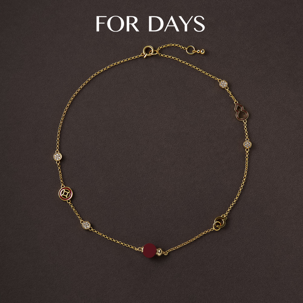 FOR DAYS 铜合金项链 新年时尚百搭多戴设计感葫芦项链