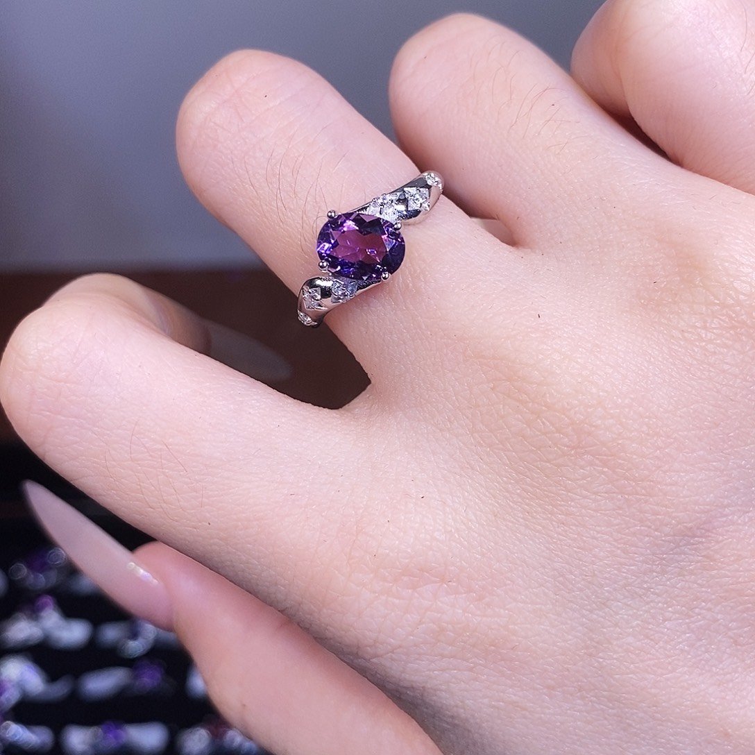 戒指水晶银S925镶嵌