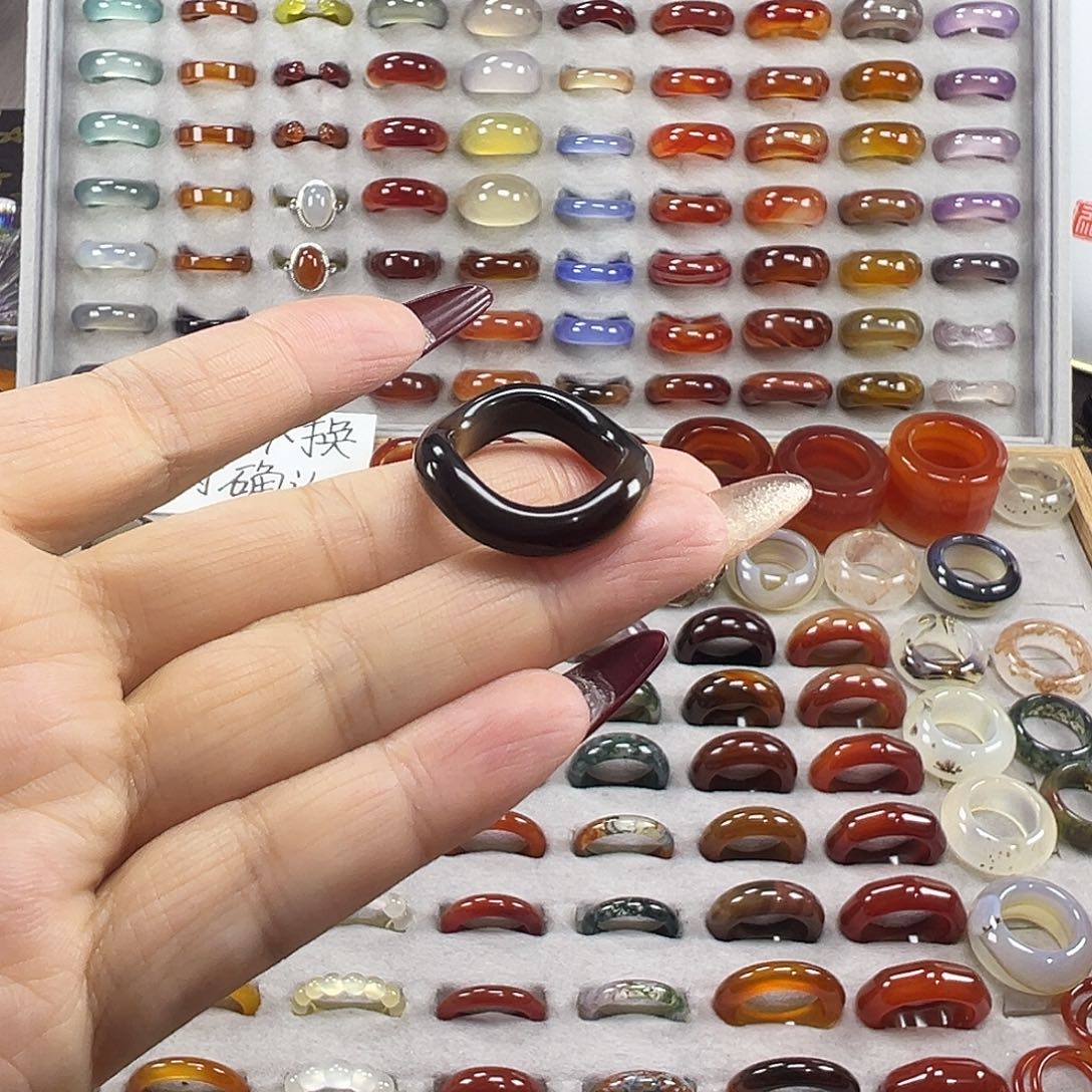 玛瑙/玉髓未镶嵌戒指B10不退换18.1港18