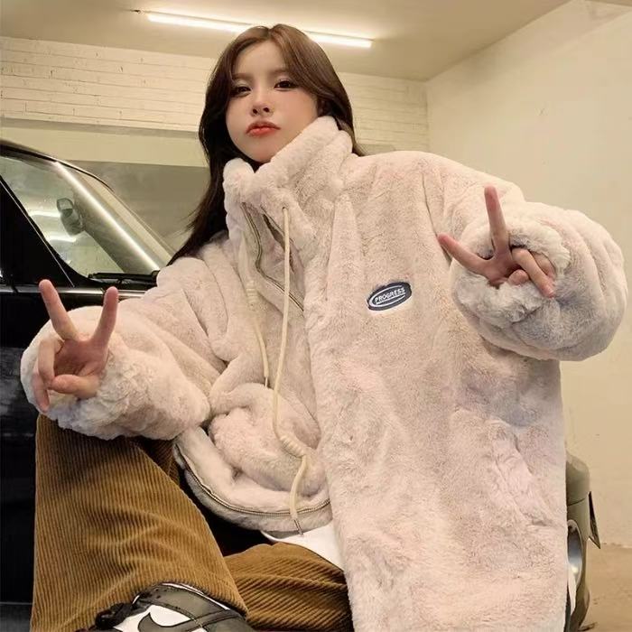A029 毛绒绒外套女毛加厚大衣冬百搭保暖潮