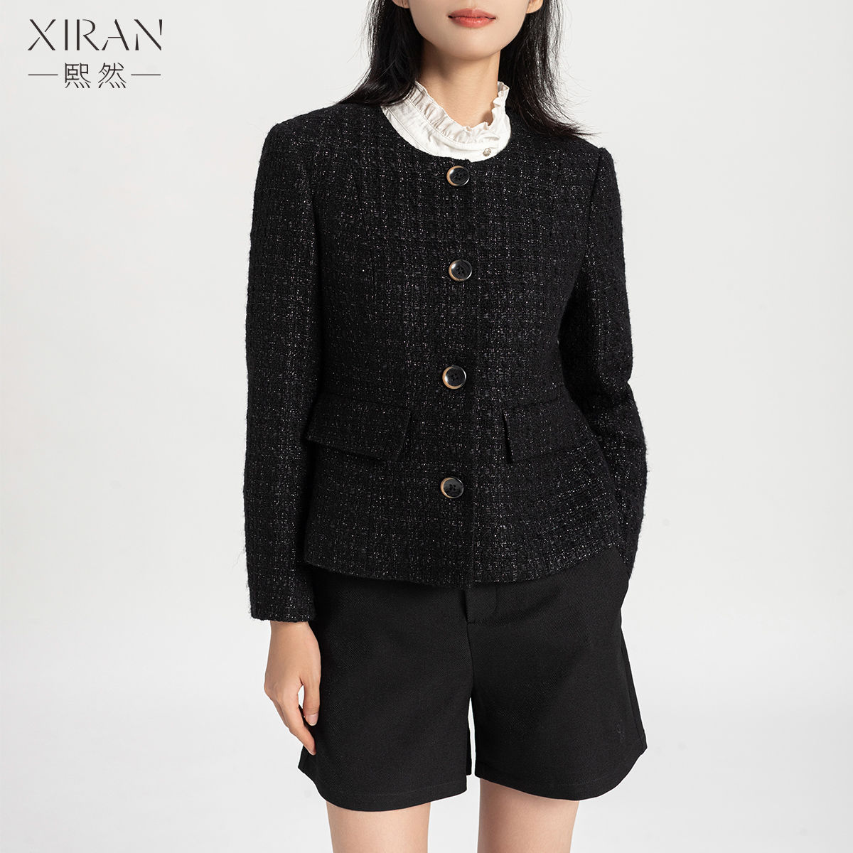 熙然时尚气质小香风外套女2024秋季新款简约休闲短款西服外套女