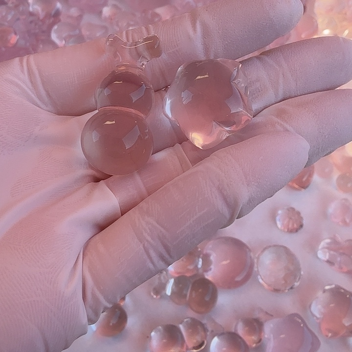 @***～珠宝半成品水晶未镶嵌粉晶定制不退换