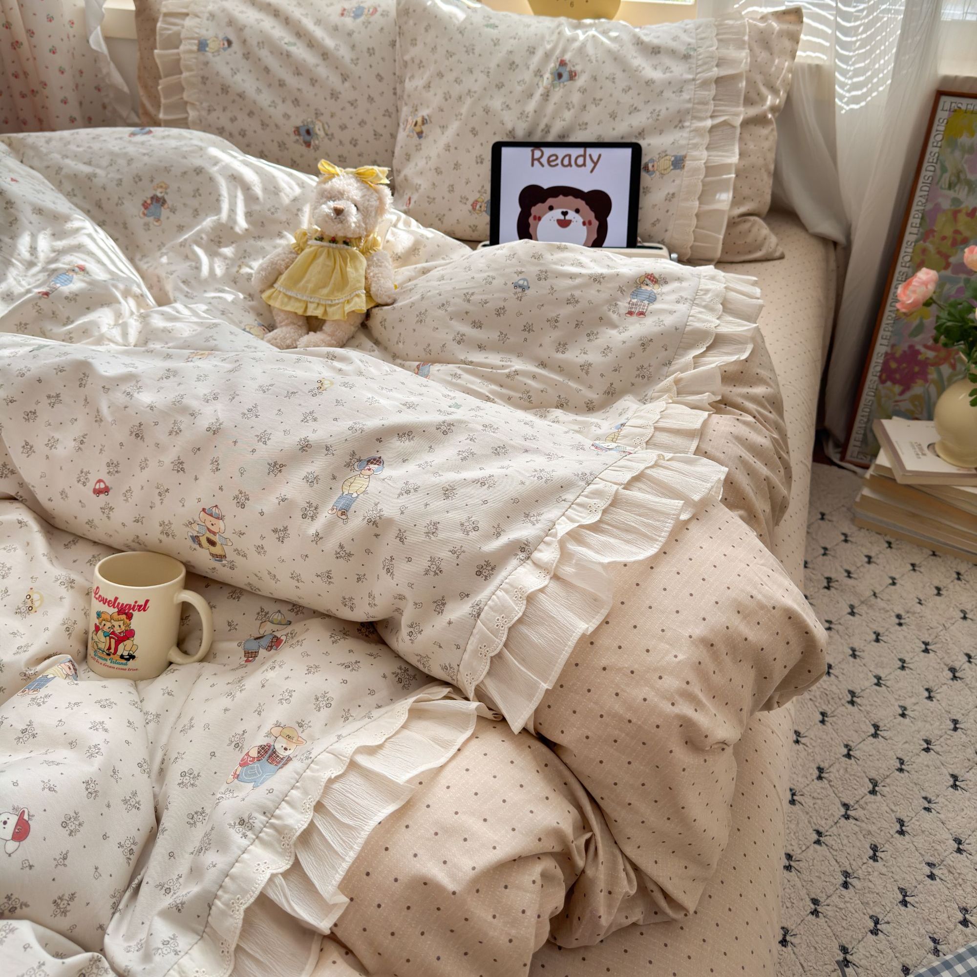 特！小玲子  口袋故事  全棉纯棉印花雪纺纱花边工艺款 套件