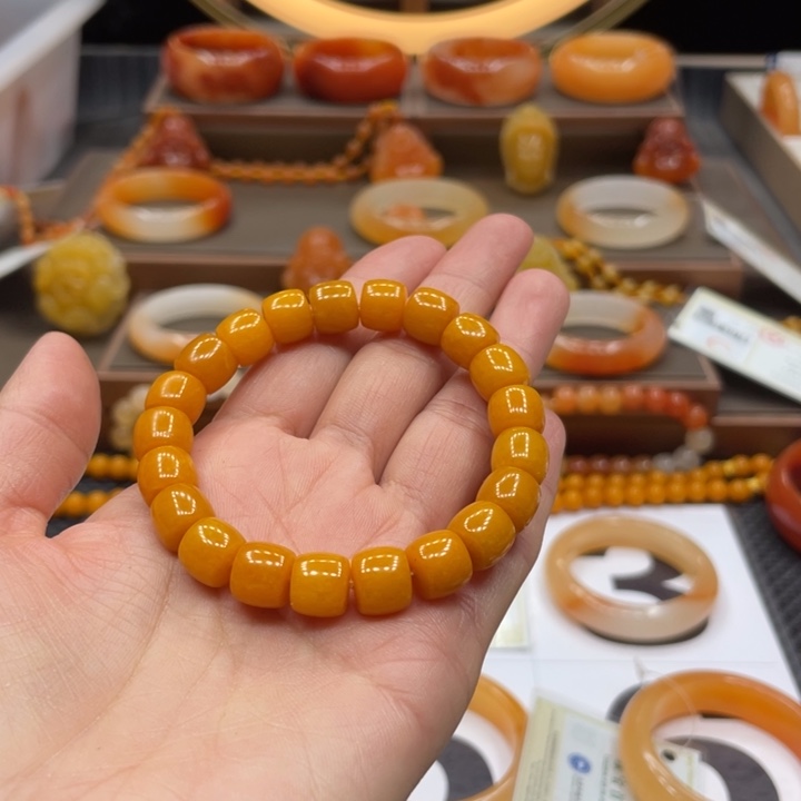 石英质玉（黄龙玉）合金手镯