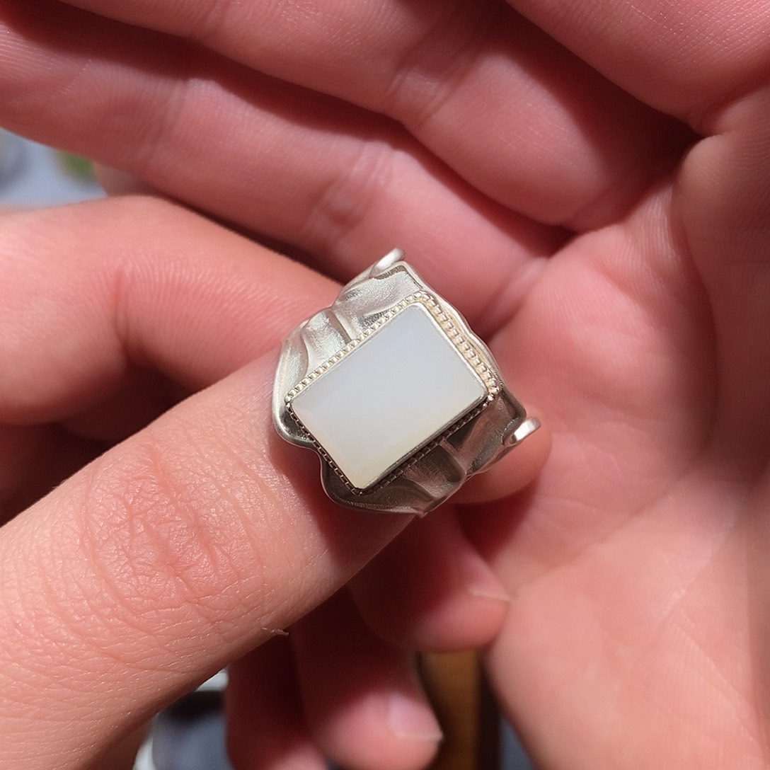 和田玉颈饰银S925镶嵌