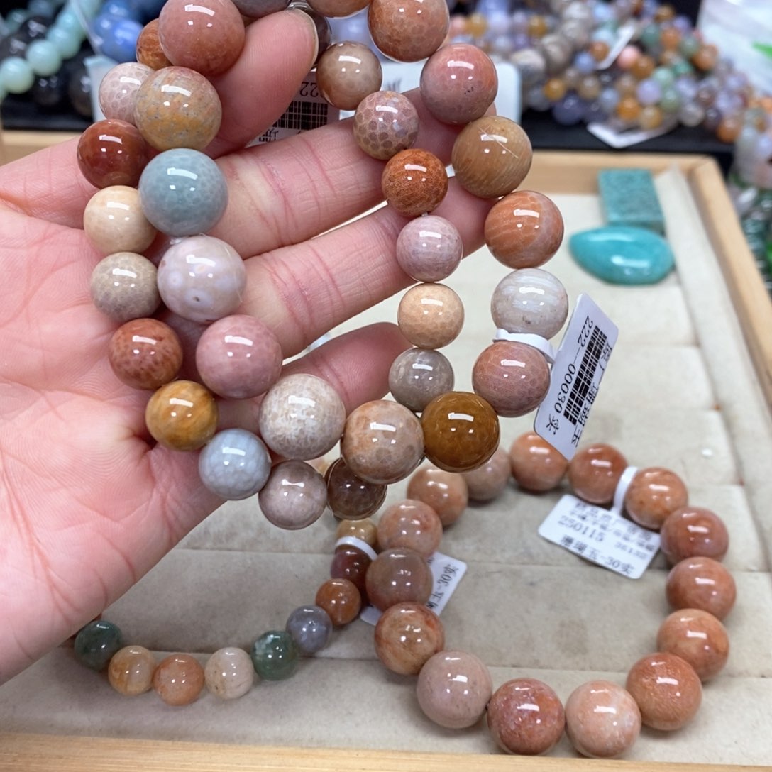 硅化珊瑚（珊瑚玉）手链未镶嵌北*魚398