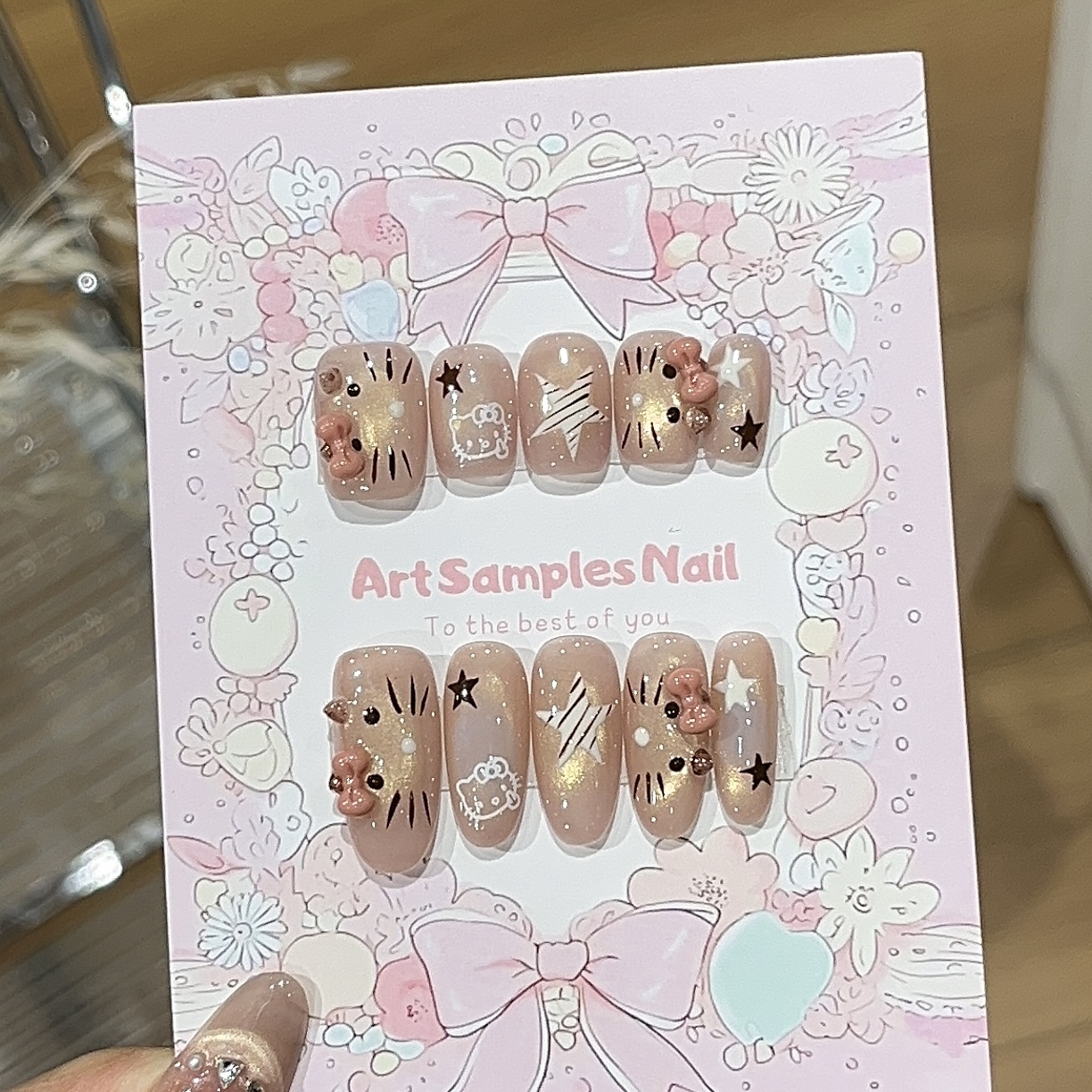 富贵儿纯手工穿戴甲米露奶酥猫咪酱爆闪玻璃珠猫眼可拆穿戴甲