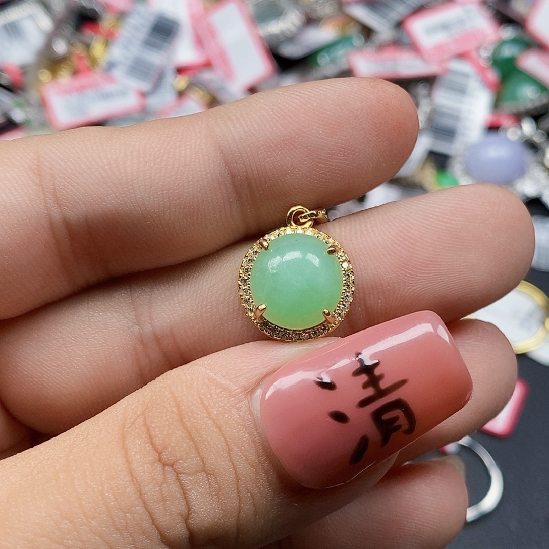 翡翠银S925镶嵌戒指天然A货缅甸翡翠