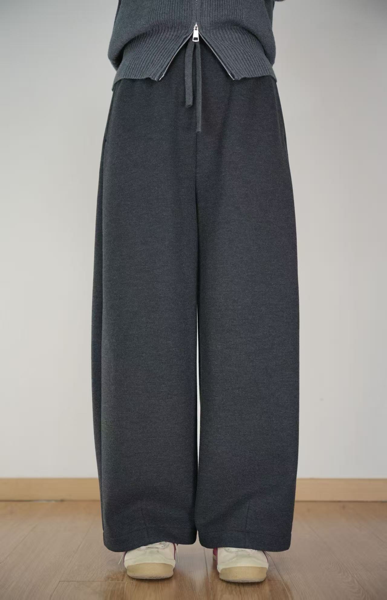 微胖小个子秋冬款绵羊毛醋酸混纺垂坠顺滑可机洗显瘦加绒保暖裤子