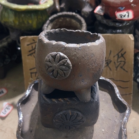 红陶粗陶花盆手工