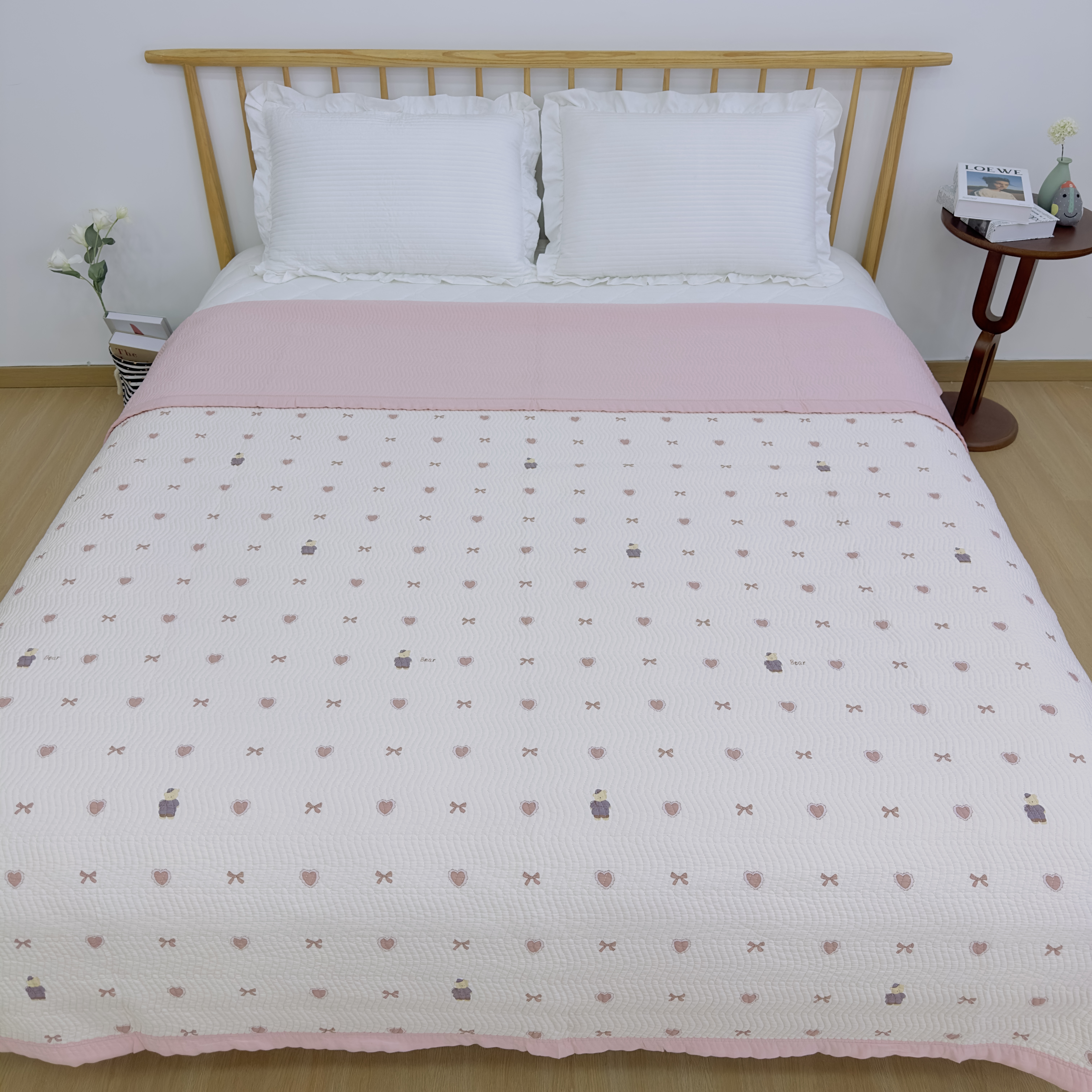 有瑟【憨态小熊】220*240 高端床盖 天丝莱赛尔 活性印花 床盖一条