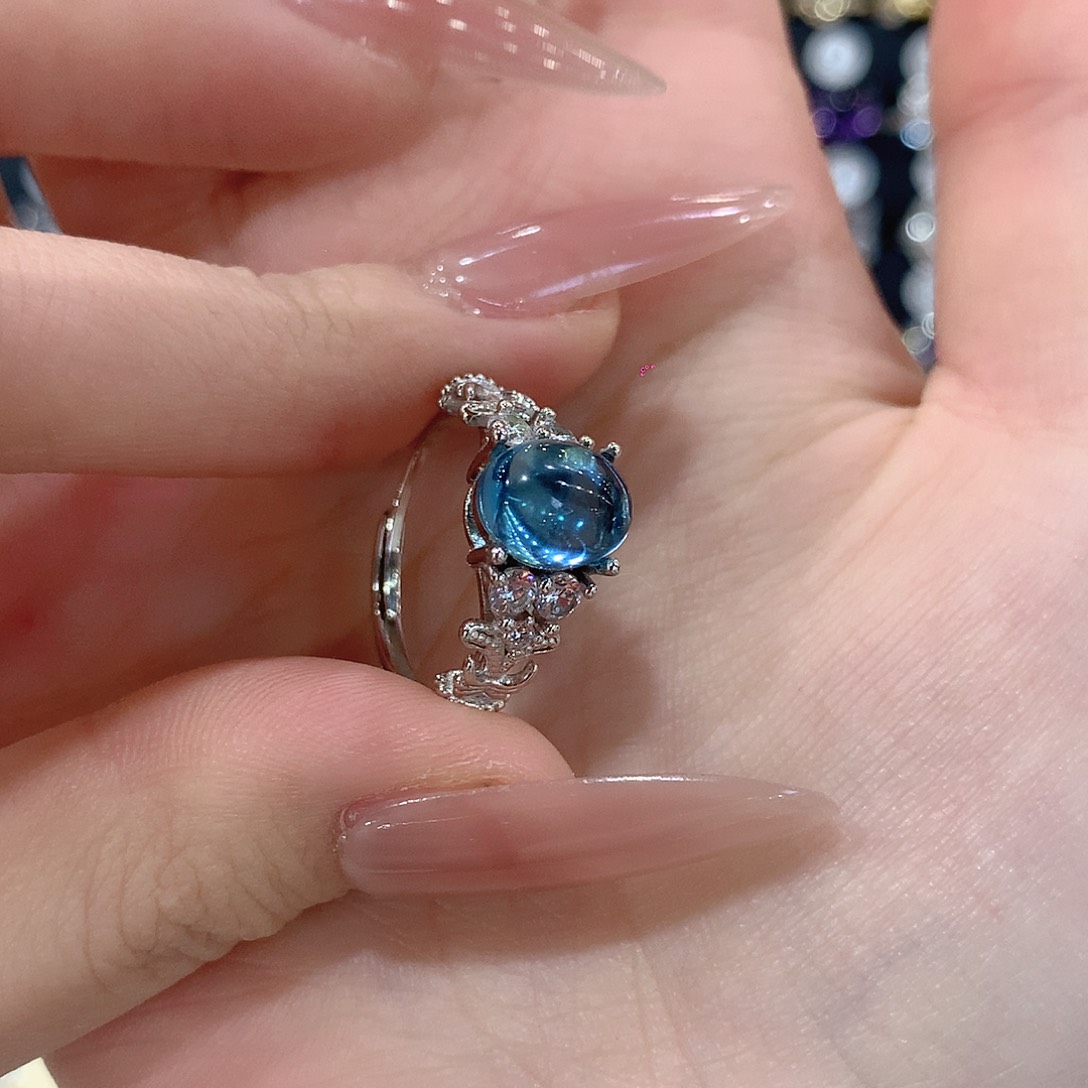 托帕石戒指银S925镶嵌万****亮