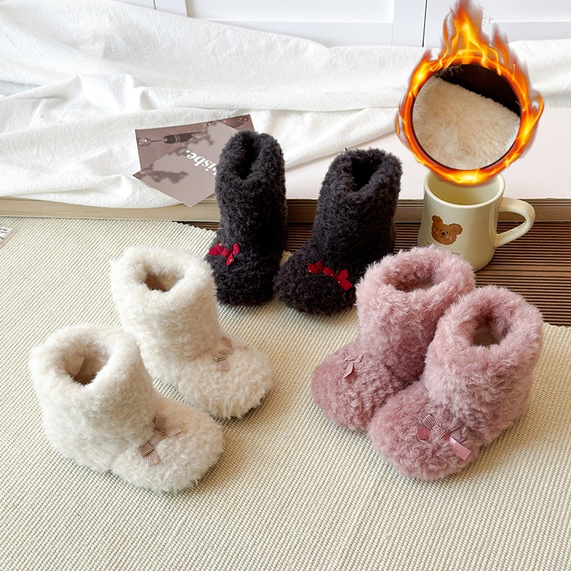 女童冬季羊羔毛棉靴女宝宝冬款洋气短靴儿童棉鞋毛毛靴子雪地靴