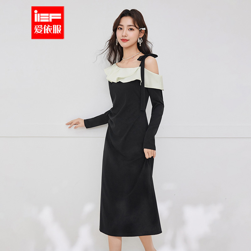 IEF/爱依服2025新款夏秋季时尚百搭显瘦法式气质针织连衣中裙