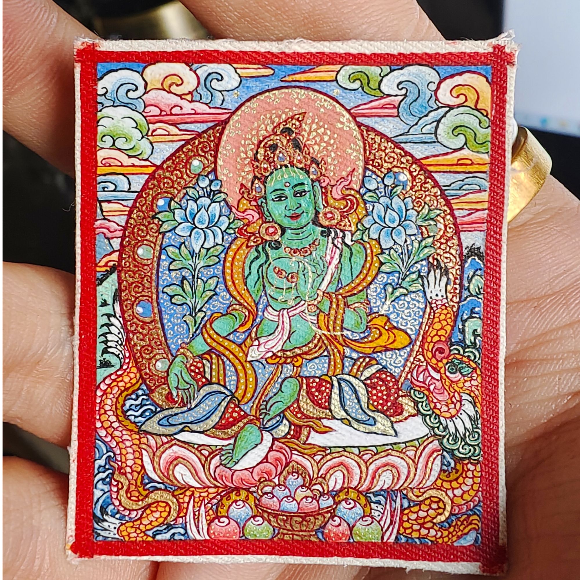 【热贡纯手绘唐卡】绿度母