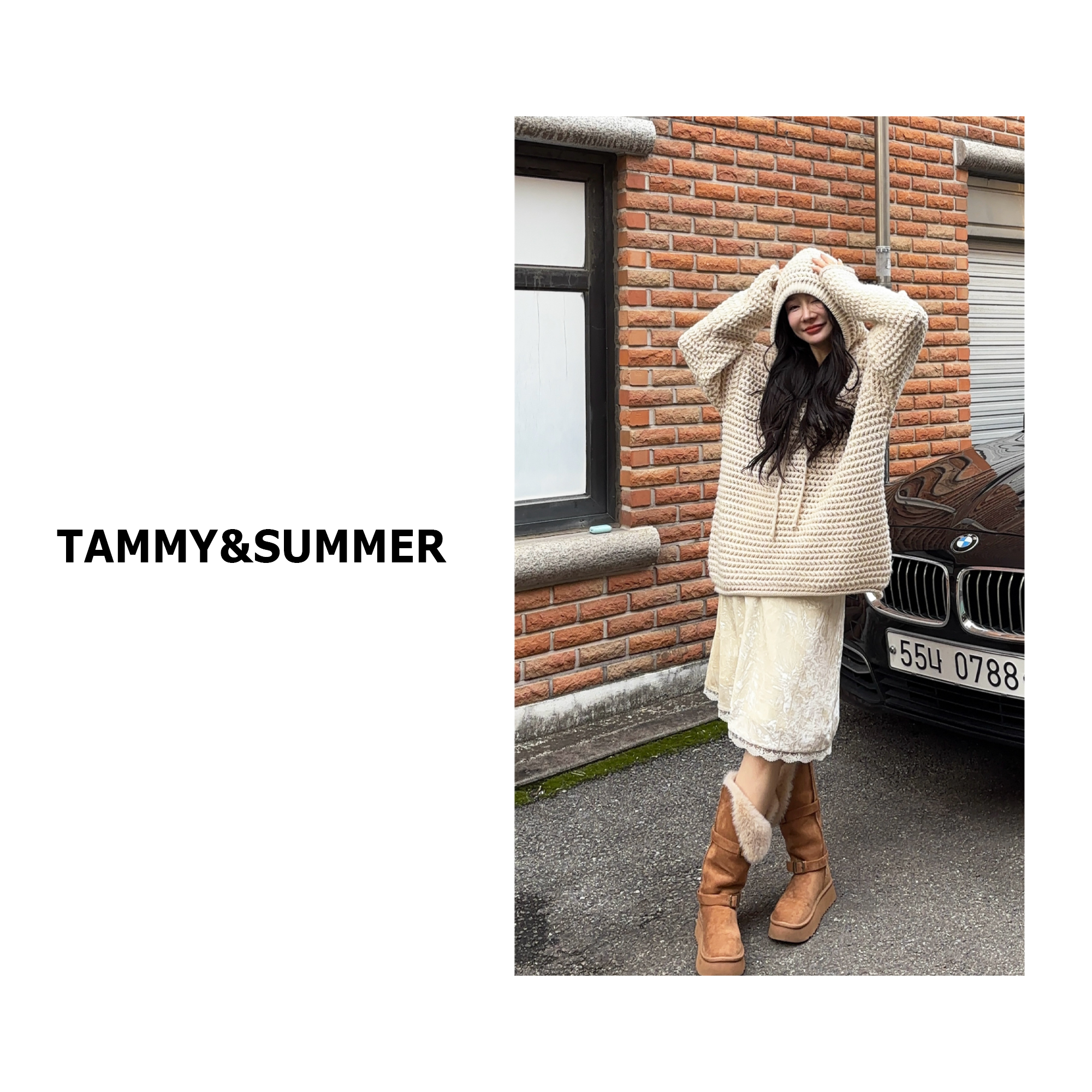 【Tammy&Summer】韩系复古慵懒风连帽百搭宽松粗棒针织毛衣531953