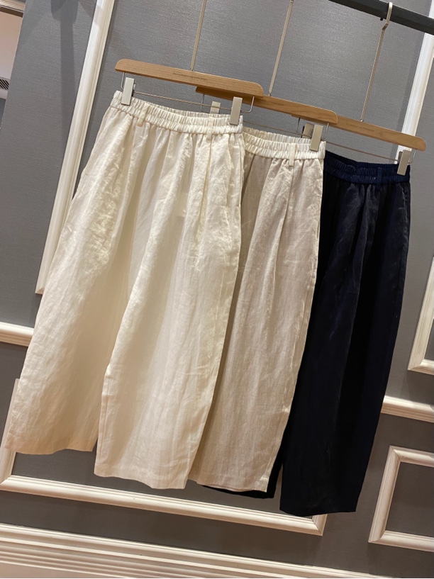 欧都梦·重磅亚麻宽松复古茧型松紧腰休闲收口裤 25708